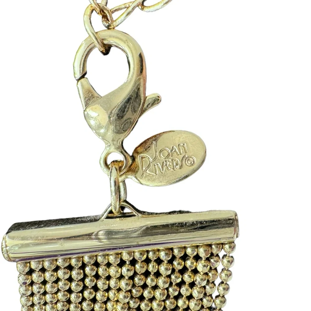 VINTAGE JOAN RIVERS 16 CHAIN SHINY GOLD TONE BALL CHAIN BEADED NECKLACE